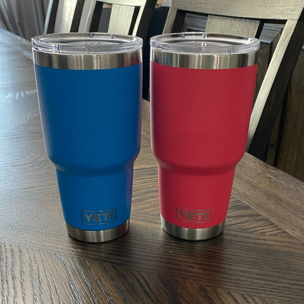 YETI Dual-Color Tumblers in Blue and pink